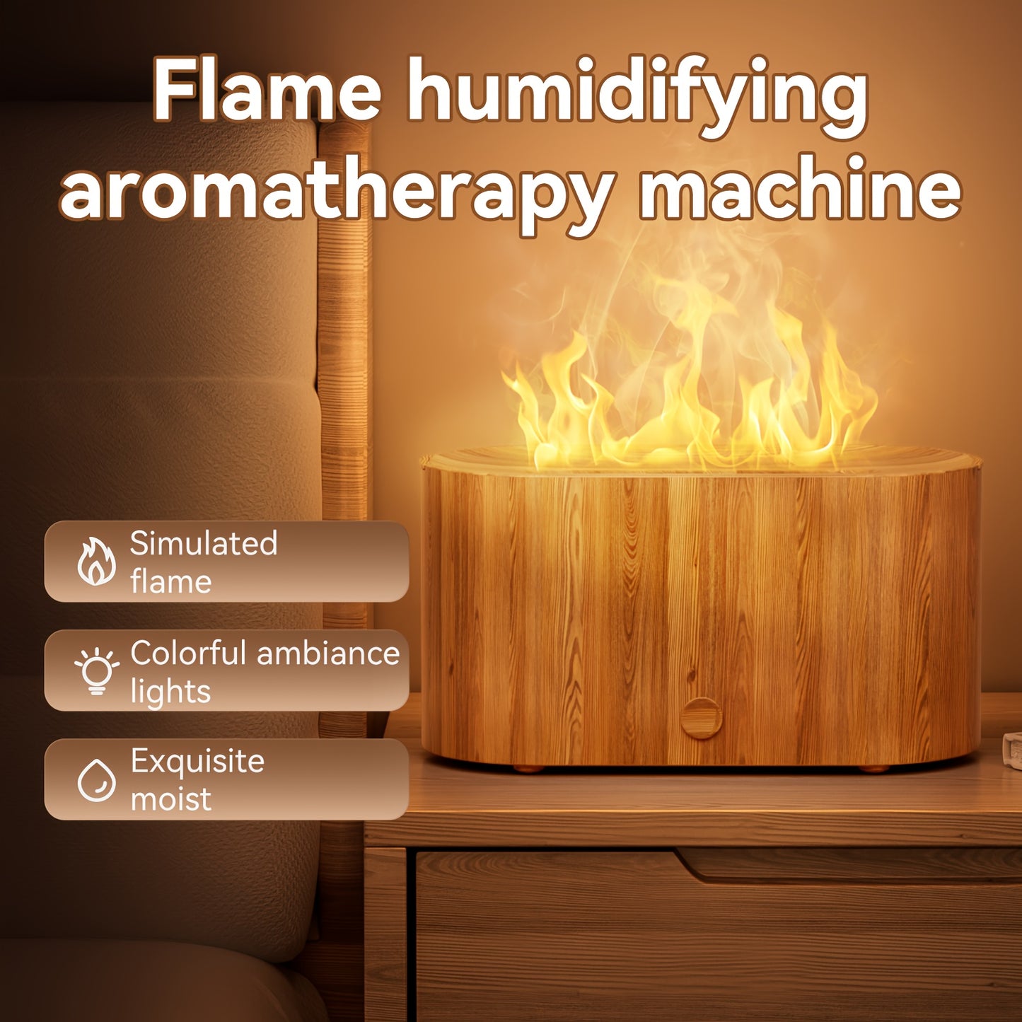 7-color Simulated Flame LED Humidifier And Aroma Diffuser