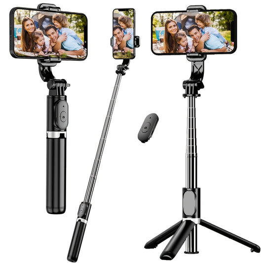 40" Cell Phone Selfie Stick Tripod, Extendable Selfie Stick All-in-1 Smartphone Tripod Stand With Wireless Remote 360°Rotation