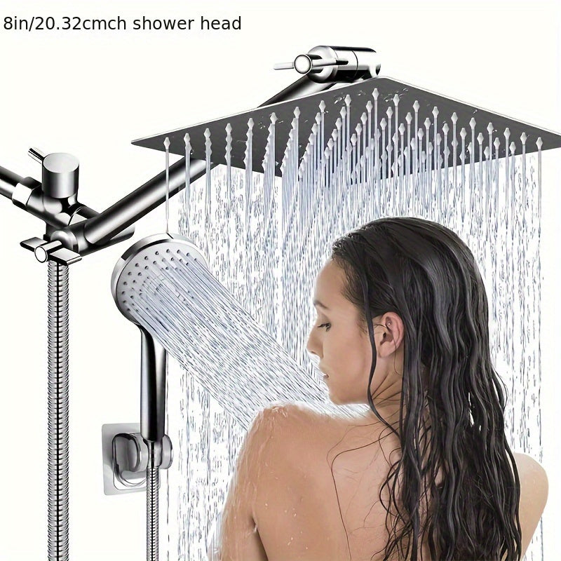 Luxury Shower Head Combo, 10 Inch High Pressure Rain Shower Head With 11 Inch Adjustable Extension Arm