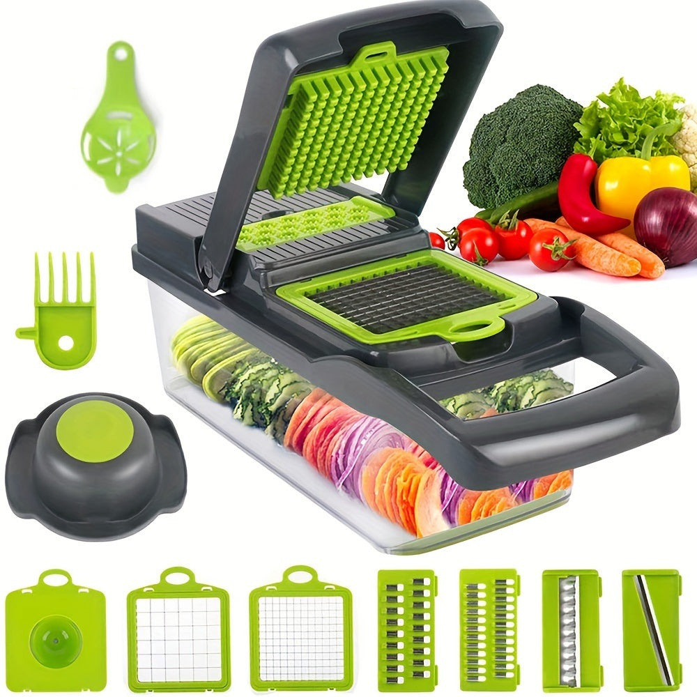 Multi-functional Vegetable Chopper - Time-saving and Labor-saving Food Chopper - Professional Vegetable Chopper and Diced Machine, 15 in 1 Multifunctional Vegetable Chopper with Storage Container