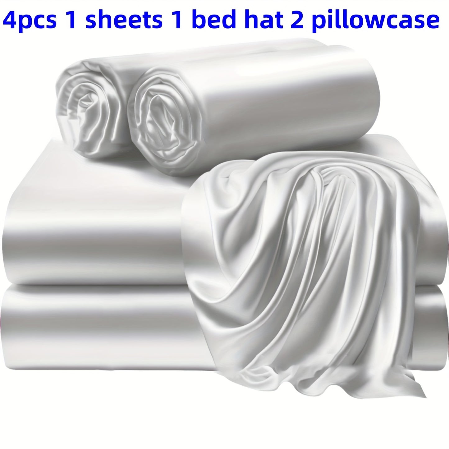3/4 Pieces Of Solid Color Silk Bed Sheets And Bed Skirts, 1/2 Pillowcases, A Set Of Three Or Four