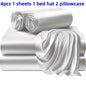 3/4 Pieces Of Solid Color Silk Bed Sheets And Bed Skirts, 1/2 Pillowcases, A Set Of Three Or Four