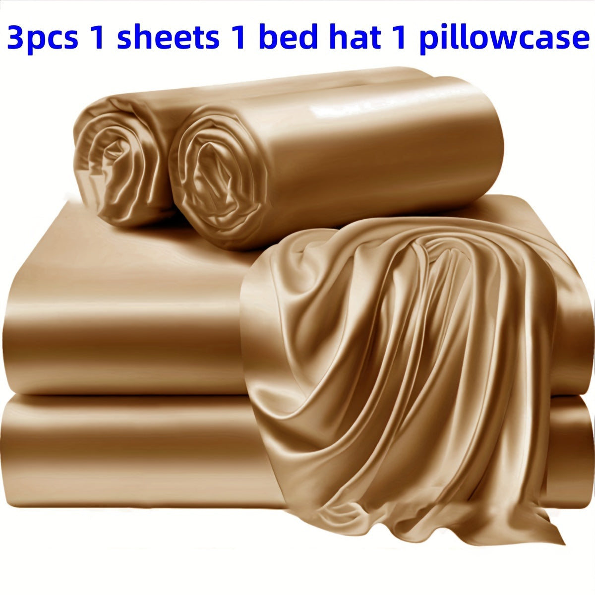 3/4 Pieces Of Solid Color Silk Bed Sheets And Bed Skirts, 1/2 Pillowcases, A Set Of Three Or Four