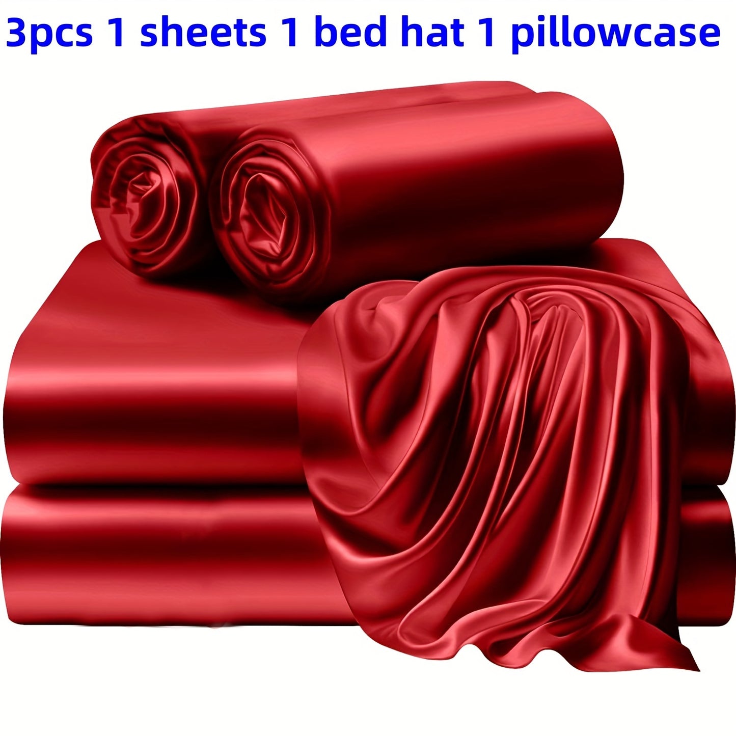 3/4 Pieces Of Solid Color Silk Bed Sheets And Bed Skirts, 1/2 Pillowcases, A Set Of Three Or Four