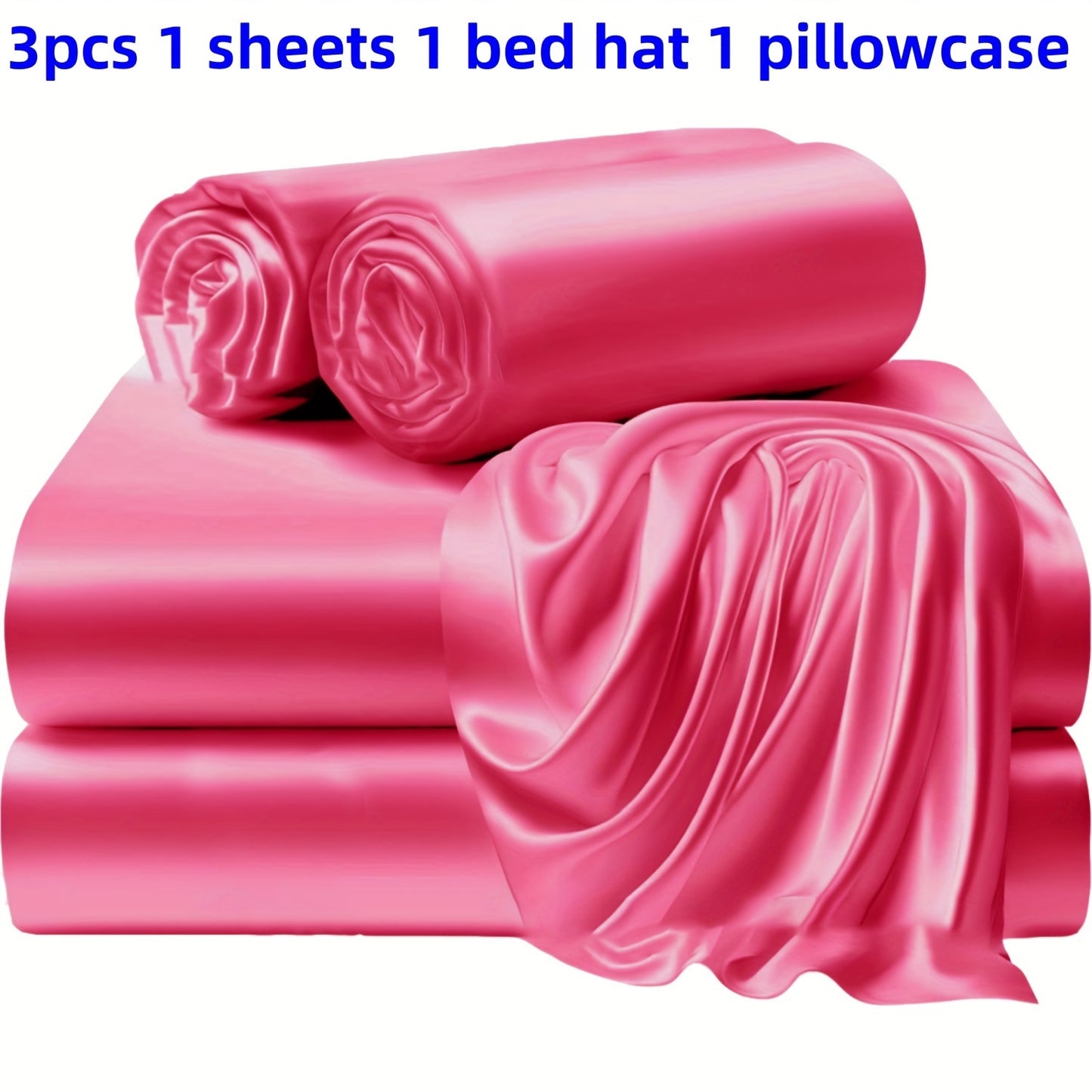 3/4 Pieces Of Solid Color Silk Bed Sheets And Bed Skirts, 1/2 Pillowcases, A Set Of Three Or Four