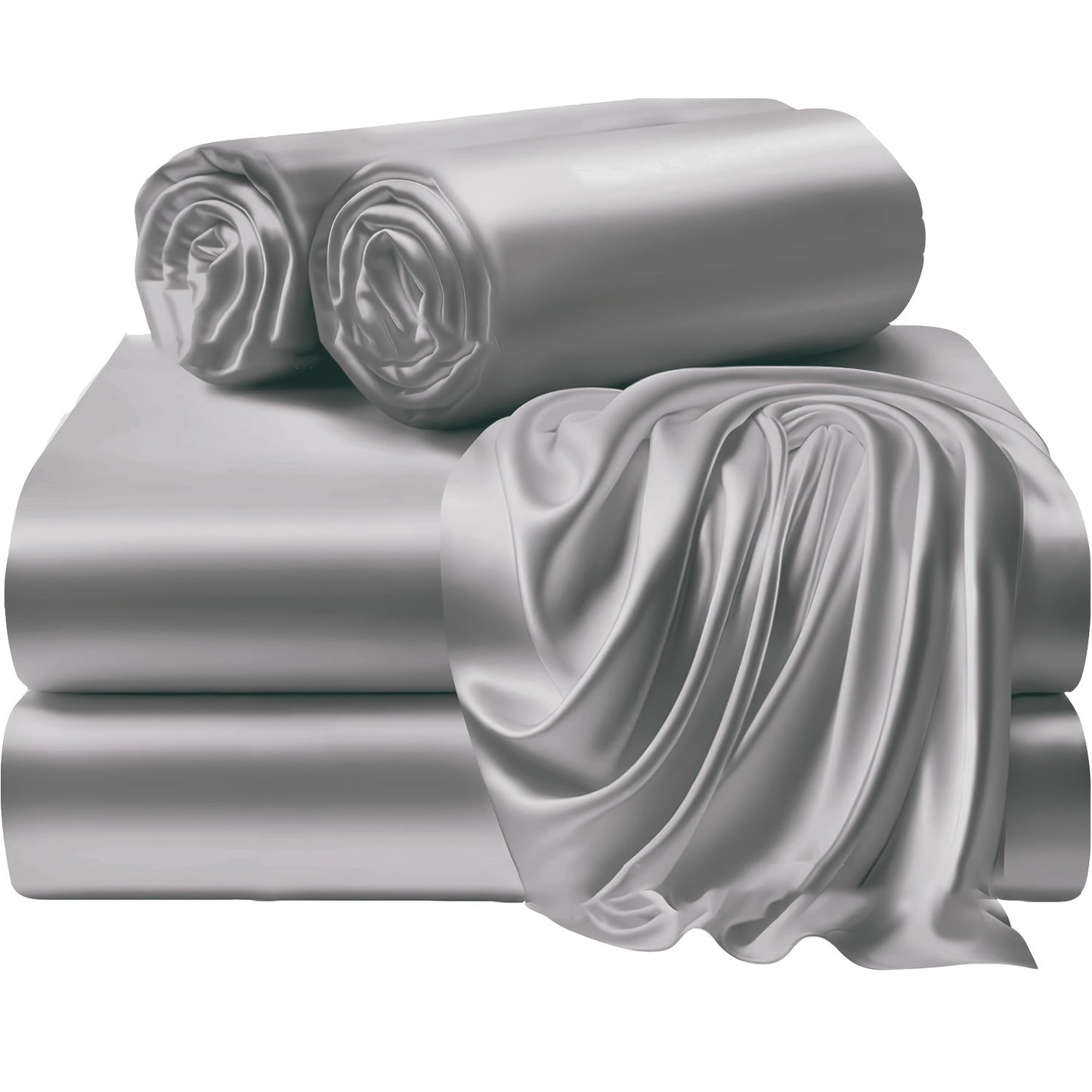 3/4 Pieces Of Solid Color Silk Bed Sheets And Bed Skirts, 1/2 Pillowcases, A Set Of Three Or Four