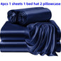 3/4 Pieces Of Solid Color Silk Bed Sheets And Bed Skirts, 1/2 Pillowcases, A Set Of Three Or Four
