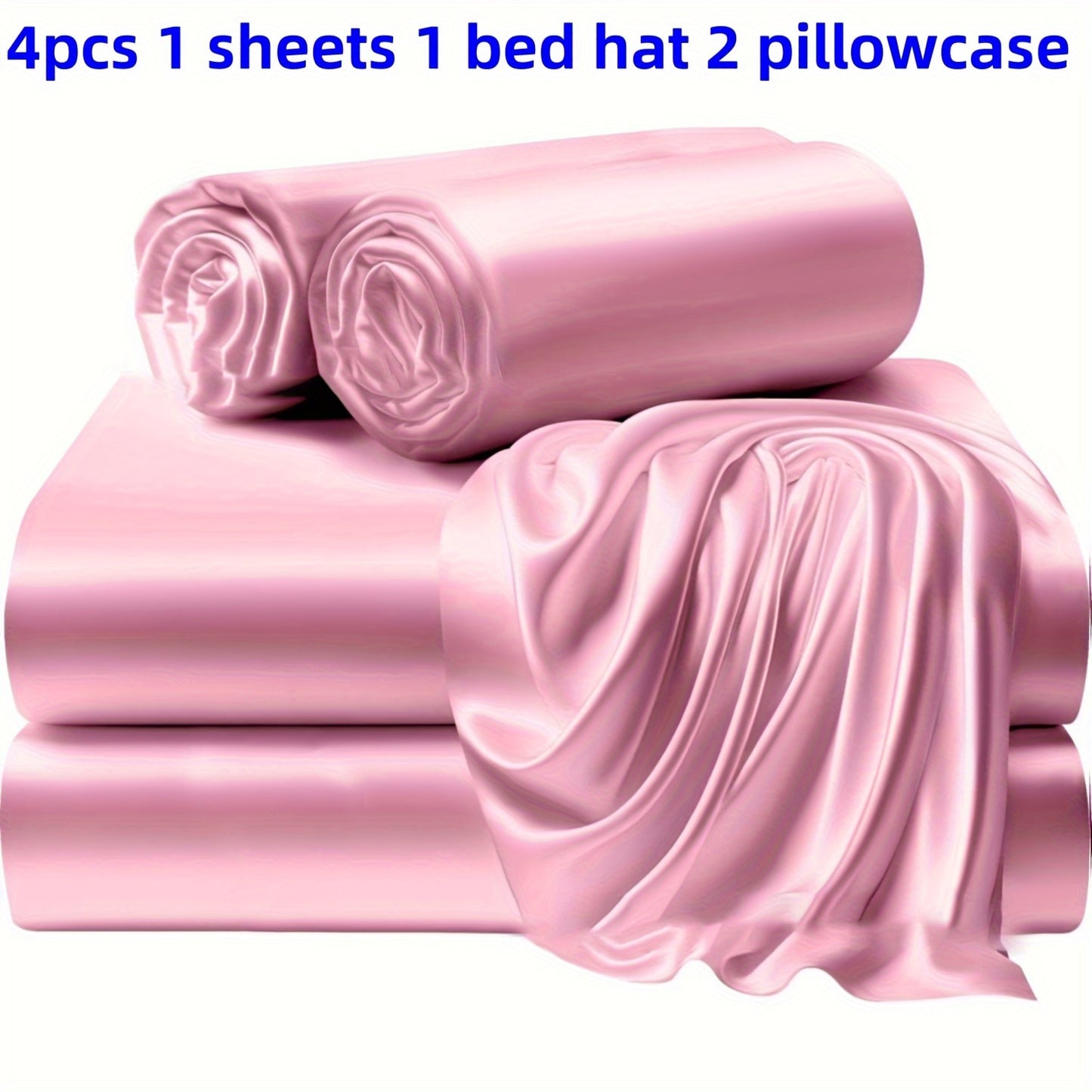 3/4 Pieces Of Solid Color Silk Bed Sheets And Bed Skirts, 1/2 Pillowcases, A Set Of Three Or Four