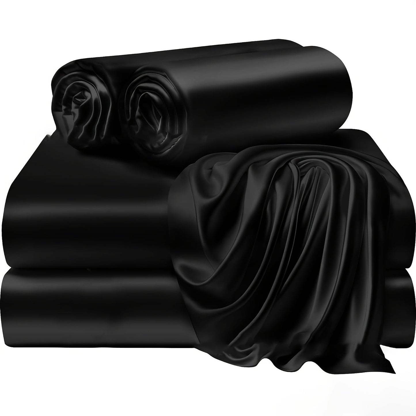 3/4 Pieces Of Solid Color Silk Bed Sheets And Bed Skirts, 1/2 Pillowcases, A Set Of Three Or Four