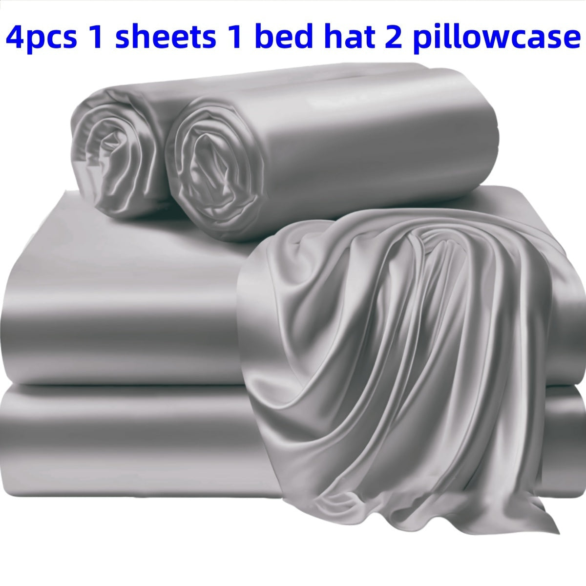 3/4 Pieces Of Solid Color Silk Bed Sheets And Bed Skirts, 1/2 Pillowcases, A Set Of Three Or Four