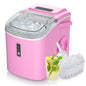 Mini Stainless Steel Portable Ice Maker Machine 26.5lbs/Day 9 Cubes in 6 Mins with Auto-Cleaning Basket and Scooper