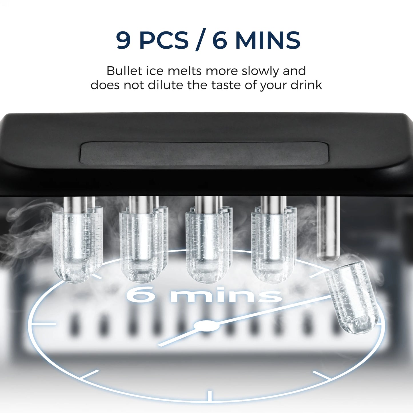 Mini Stainless Steel Portable Ice Maker Machine 26.5lbs/Day 9 Cubes in 6 Mins with Auto-Cleaning Basket and Scooper