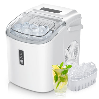 Mini Stainless Steel Portable Ice Maker Machine 26.5lbs/Day 9 Cubes in 6 Mins with Auto-Cleaning Basket and Scooper
