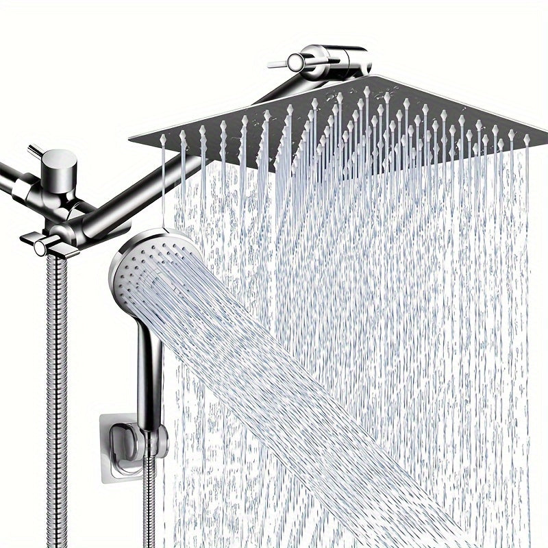 Luxury Shower Head Combo, 10 Inch High Pressure Rain Shower Head With 11 Inch Adjustable Extension Arm