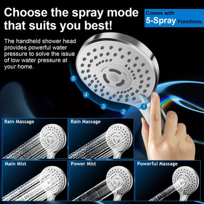 Luxury Shower Head Combo, 10 Inch High Pressure Rain Shower Head With 11 Inch Adjustable Extension Arm