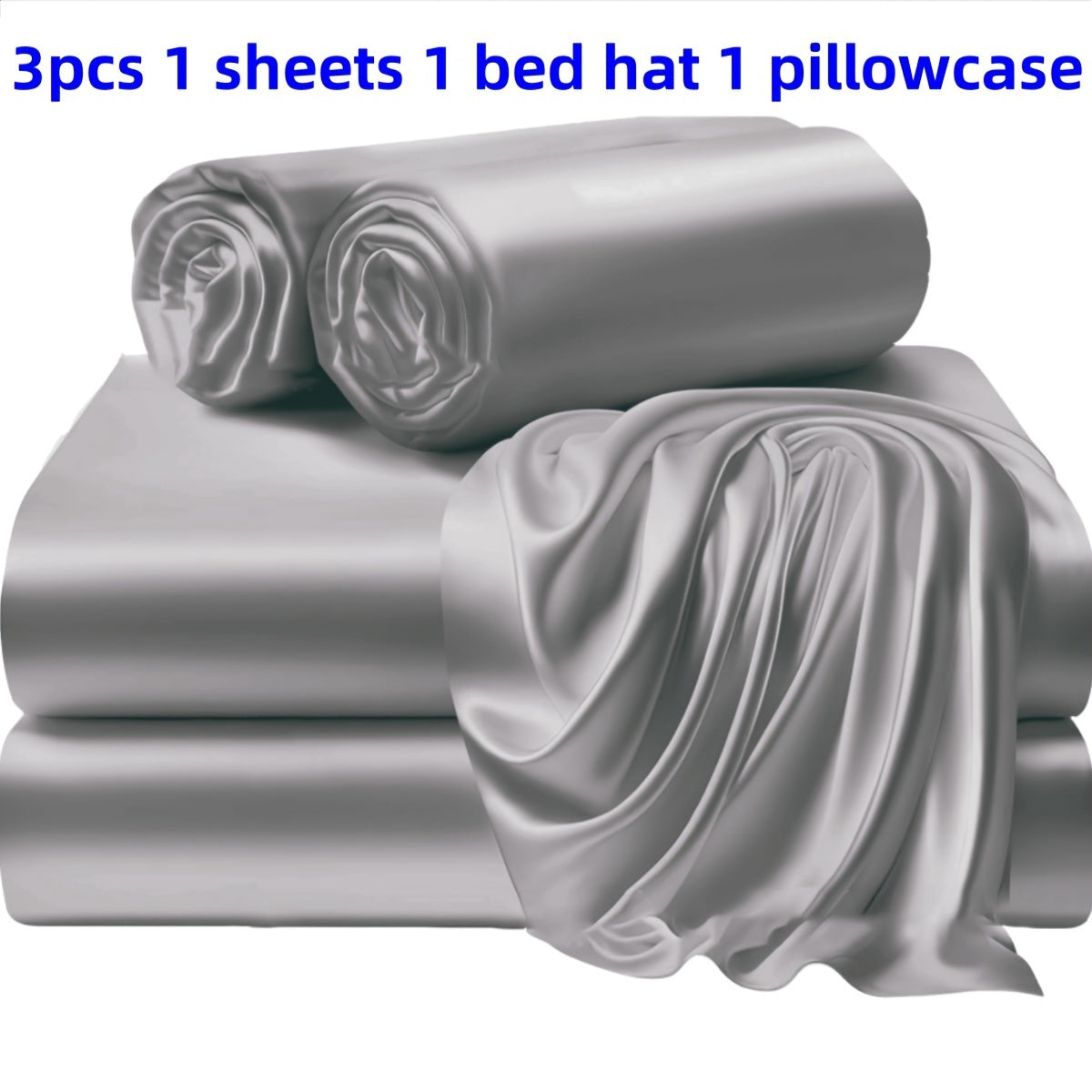 3/4 Pieces Of Solid Color Silk Bed Sheets And Bed Skirts, 1/2 Pillowcases, A Set Of Three Or Four