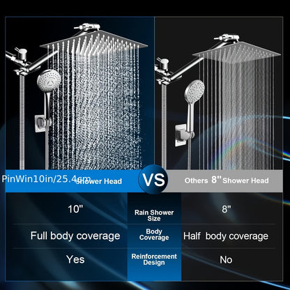 Luxury Shower Head Combo, 10 Inch High Pressure Rain Shower Head With 11 Inch Adjustable Extension Arm