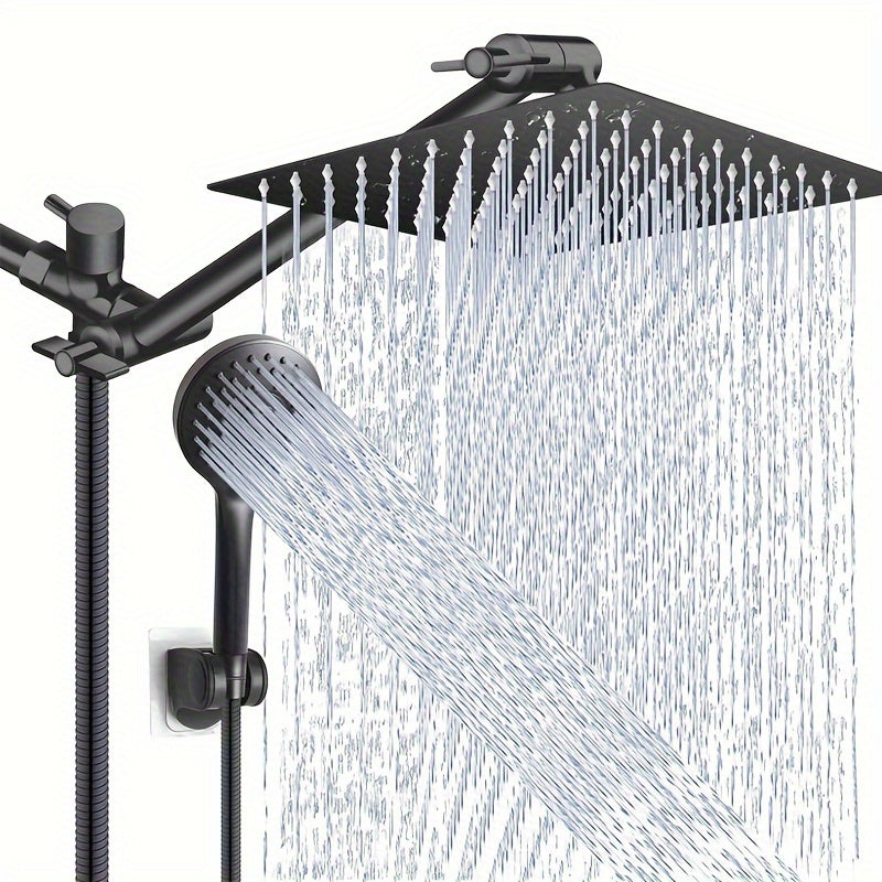 Luxury Shower Head Combo, 10 Inch High Pressure Rain Shower Head With 11 Inch Adjustable Extension Arm