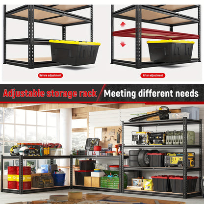 5-Tier Heavy Duty Metal Storage Shelving Unit, Adjustable, Rolled Edge Design, Easy Assembly, 3000LBS Capacity