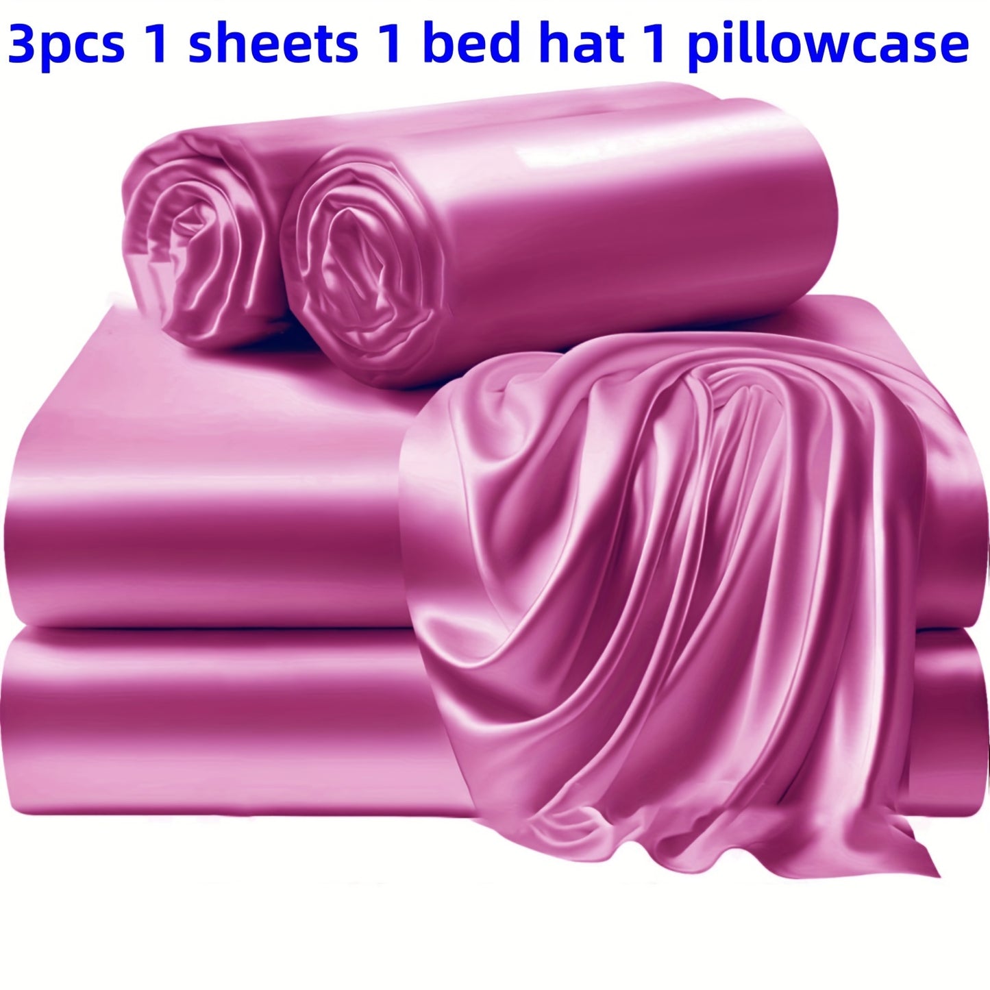 3/4 Pieces Of Solid Color Silk Bed Sheets And Bed Skirts, 1/2 Pillowcases, A Set Of Three Or Four