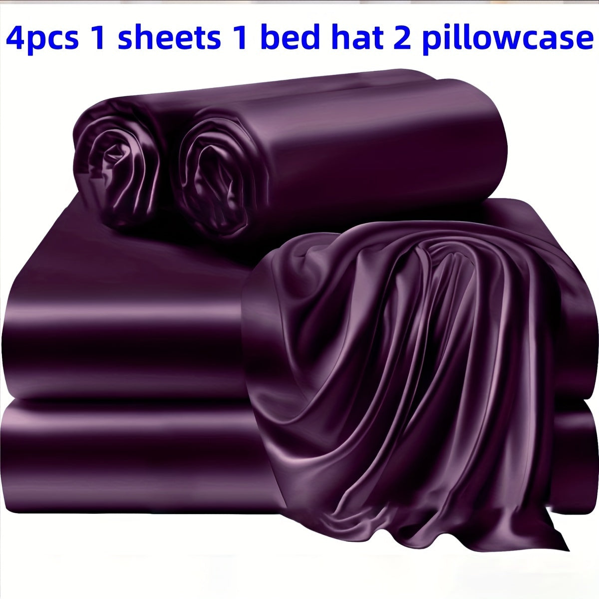 3/4 Pieces Of Solid Color Silk Bed Sheets And Bed Skirts, 1/2 Pillowcases, A Set Of Three Or Four