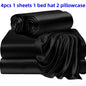 3/4 Pieces Of Solid Color Silk Bed Sheets And Bed Skirts, 1/2 Pillowcases, A Set Of Three Or Four